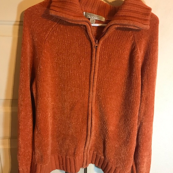 Carolyn Taylor Sweaters - Orange Zip-Up Sweater